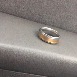 Gold wedding band silver promise ring